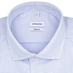 Сорочка мужская Seidensticker Regular Fit 01.146109-13 белая в голубые шашечки, короткий рукав