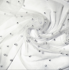 Фатин с бусинами, 35 гр/м2, 150 см, белый