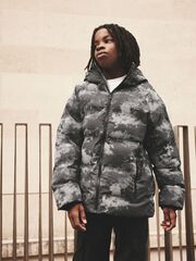 Куртка утепленная с капюшоном и флисовой подкладкой для мальчика Next Q51-579, Серый