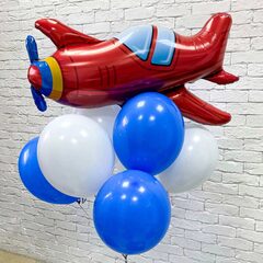 Композиция из шаров, красный самолет