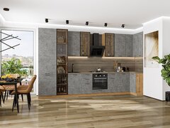 Угловая модульная кухня Флэт-05 Temple Stone 2S - Дуб Вотан 2340*4000/1000*600