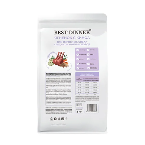 Best Dinner Monoprotein Adult Medium & Maxi Lamb & Quinoa для собак