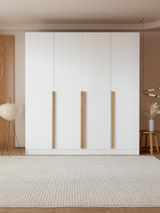 Шкаф для одежды 160х45х215, Мираж, распашной, с дубовыми ручками, белый, Dipriz