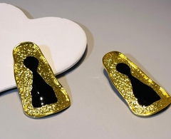 Серьги замочная скважина style SCHIAPARELLI золото/черная эмаль