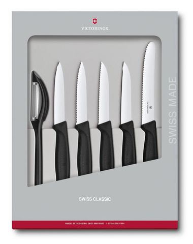 Набор ножей кухонных Victorinox SWISS CLASSIC KITCHEN (6.7113.6G) компл.:6шт черный подар.коробка