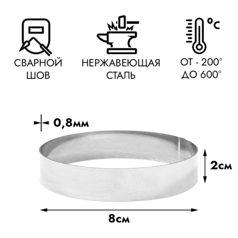 Кольцо для выпечки d=8 см, h=2 см