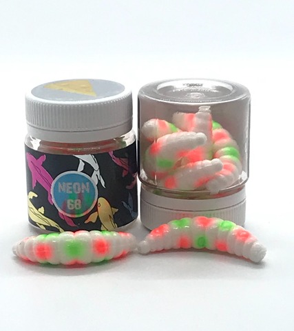 NEON 68 Maggot 46мм (6 шт ) 🧀 СЫР цвет БЕЛЫЙ/КРАСНАЯ/ЗЕЛЁНАЯ ТОЧКА продажа от 2 шт.