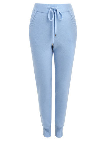 Женские брюки голубого цвета из шерсти и кашемира - фото 4