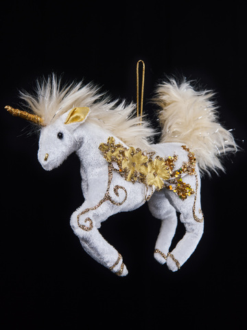 Елочная игрушка Единорог 6х15х28см ChristmasDeLuxe золото