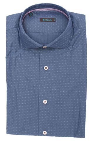 Синяя рубашка с мелким геометрическим узором