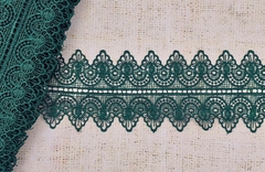 Кружево плетёное, ш. 8,5 см, тёмная морская волна
