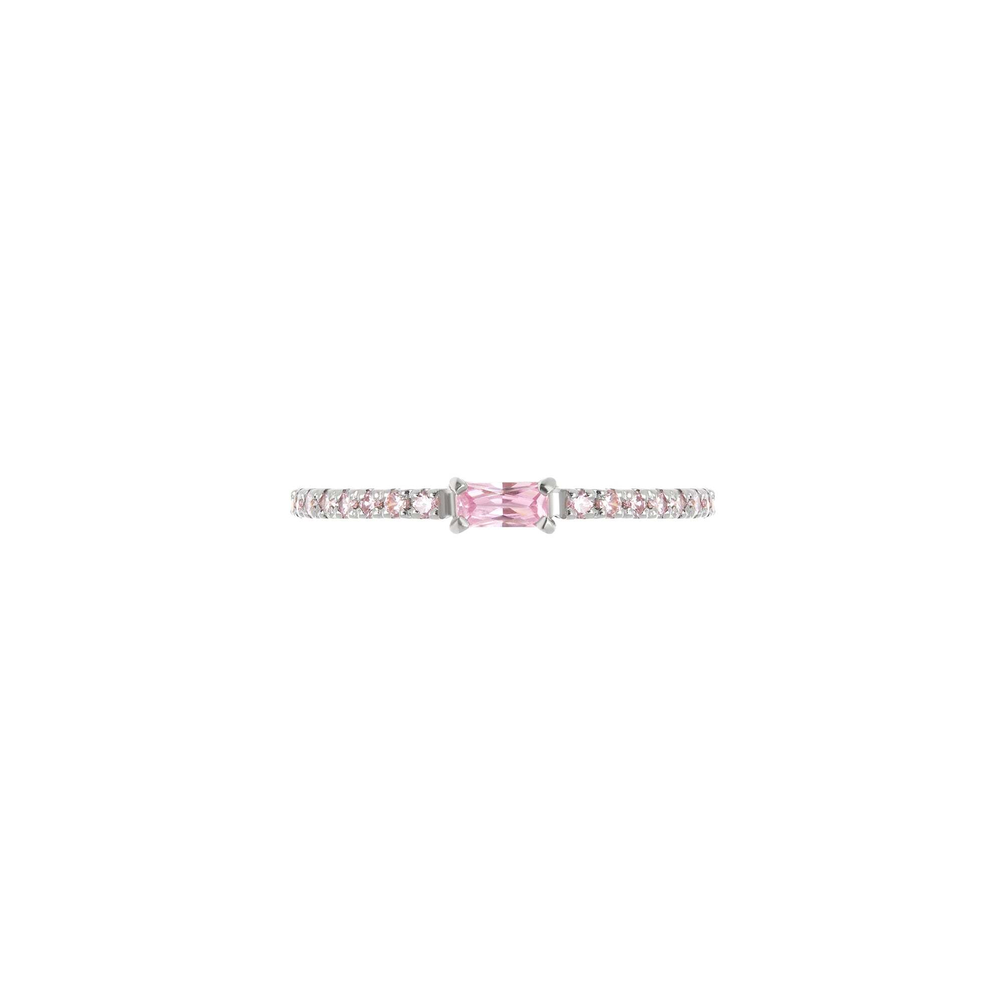 VIVA LA VIKA Кольцо Silver Thin Baguette Ring – Pink