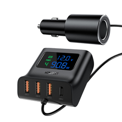 Автозарядка ACEFAST B8 digital display car HUB charger с дисплеем, автомобильный