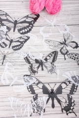 Бабочки декоративные, ПВХ, Черно-белые, 10-14 см, 30 шт.