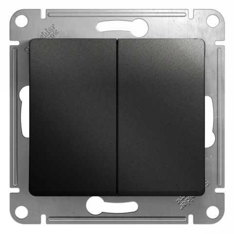 Переключатель двухклавишный, 10АХ. Цвет Антрацит. Schneider Electric Glossa. GSL000765