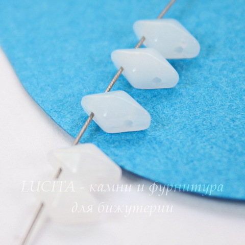 Бусина DiamonDuo Ромб с 2 отверстиями, 8х5 мм, белая глянцевая