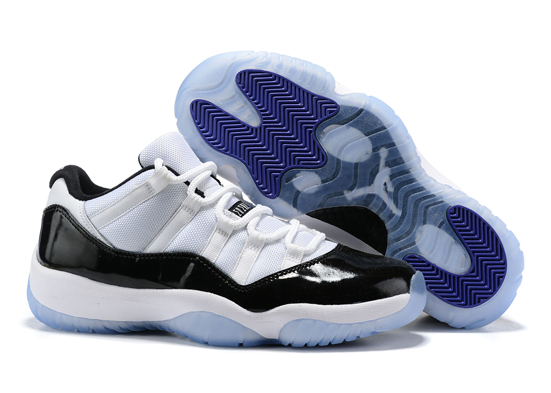blue and white low top jordans 11