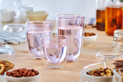 Стеклянный стакан с двойными стенками розового цвета, 350 мл