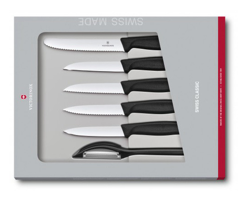 Набор ножей кухонных Victorinox SWISS CLASSIC KITCHEN (6.7113.6G) компл.:6шт черный подар.коробка