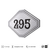 Номерок на дверь квартиры 295, для кабинета, офиса, шильдик 9 х 7 см, серебристый, Айдентика Технолоджи