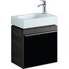 Шкафчик для раковины Geberit Citterio, с одной дверью: B=44см, H=55.4см, T=31.6см, черный / глянцевое стекло, темный дуб / меламин, структура дерева