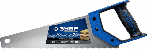 1537-35_z02	Ножовка универсальная (пила) ″МОЛНИЯ-7″ 350 мм, 7 TPI, закалка, рез вдоль и поперек волокон, для средних заготовок, фанеры, ДСП, МДФ, ЗУБР