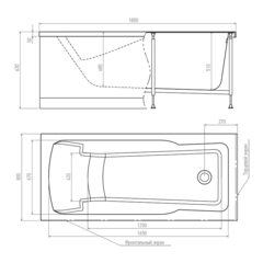 Ванна акриловая прямоугольная Alex Baitler  Madin 180*80 с ножками