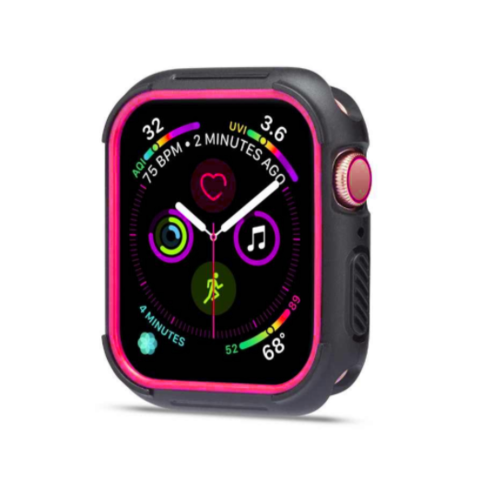 Силиконовый чехол Sport Case для Apple Watch 38 мм (Черный с розовым)