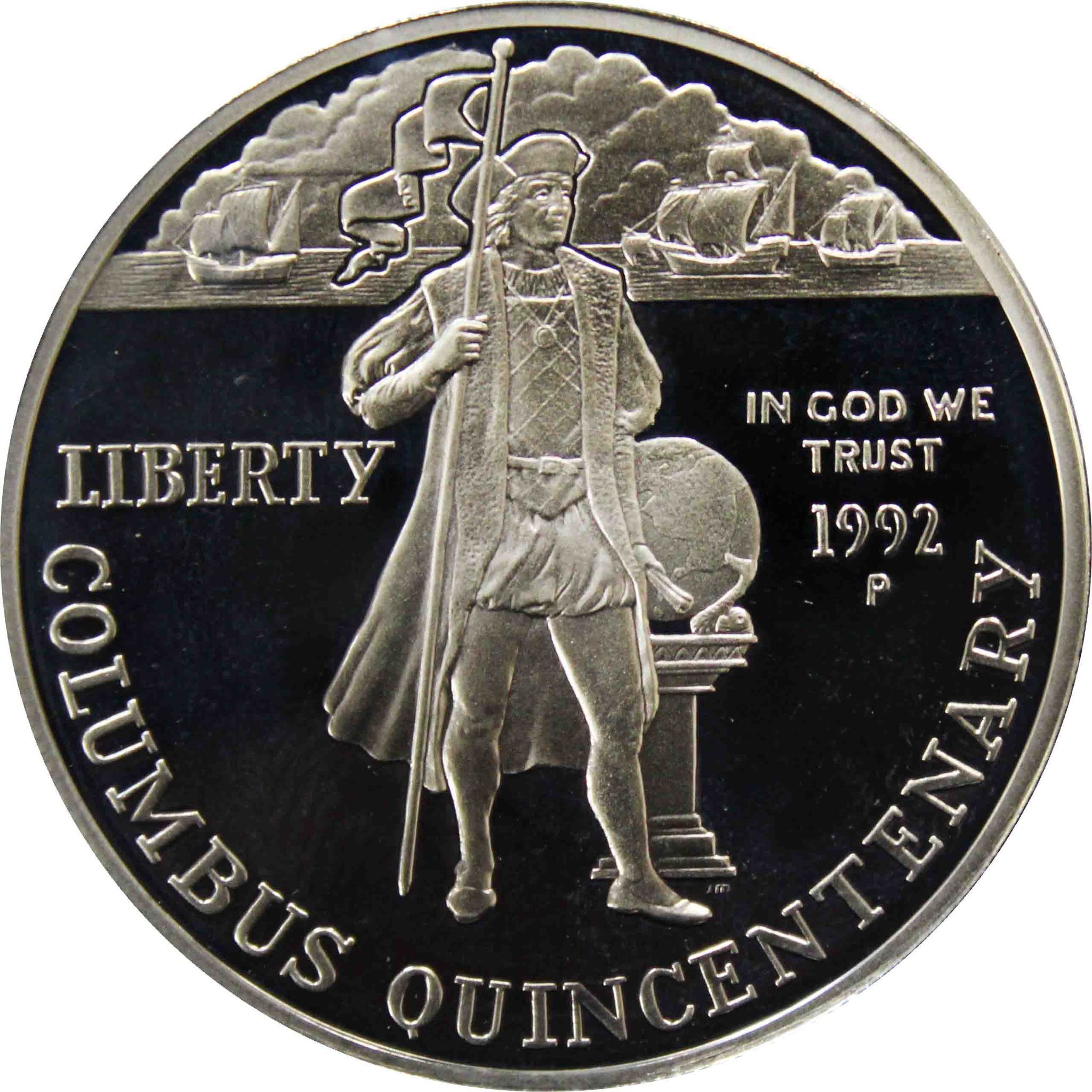 Купить монеты доллары сша. США 1/2 доллара 1992 Колумб. Американский доллар 1992 года. Доллар 1992 серебро США монета Liberty. Серебряная монета Колумб.