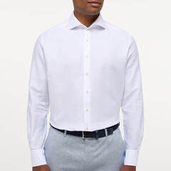 Сорочка мужская 1863 by Eterna Modern Fit 2355-XS82-00 из хлопка со льном белая