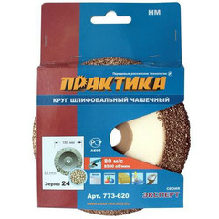 Чашка твёрдосплавная ПРАКТИКА 180 х 22 мм наклонный, зерно #24 мелкое (Арт. 773-620)