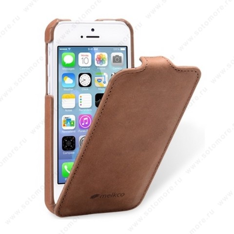 Чехол-флип Melkco для iPhone SE/ 5s/ 5C/ 5 Leather Case Jacka Type (Classic Vintage Brown)