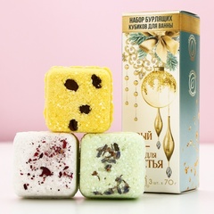 Набор бурлящих бомбочек для ванны с еловым ароматом с сухоцветами , 3 шт по 70 г