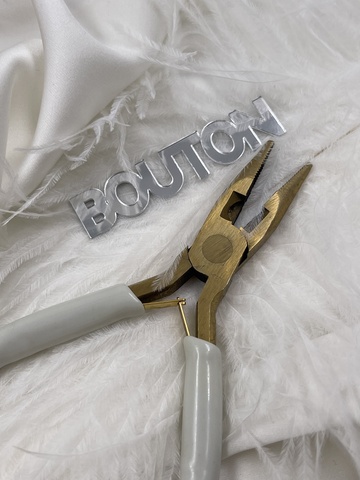 Плоскогубцы золотистые с белыми ручками