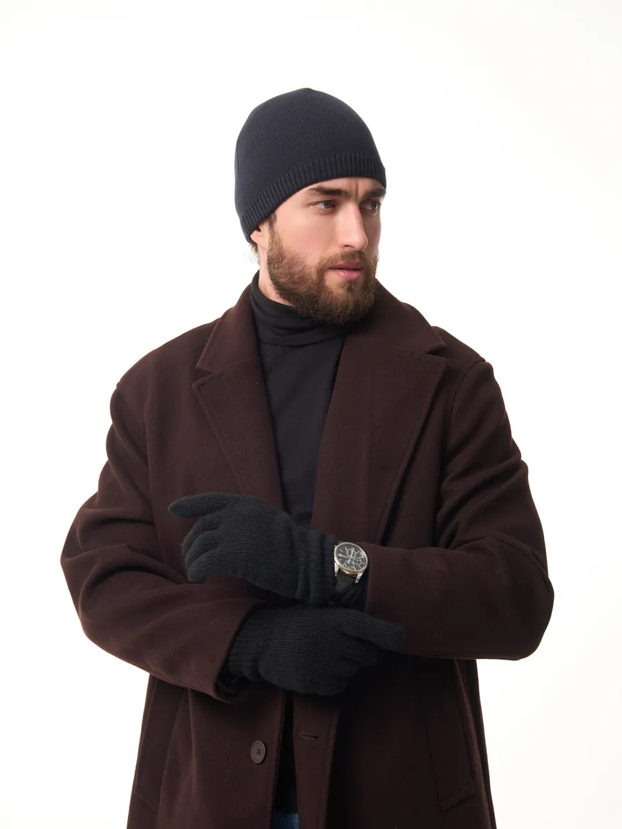 Шапка зимняя на флисе вязаная осень