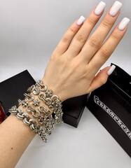 Браслет с лилиями из стали с посеребрением style by CHROME HEARTS