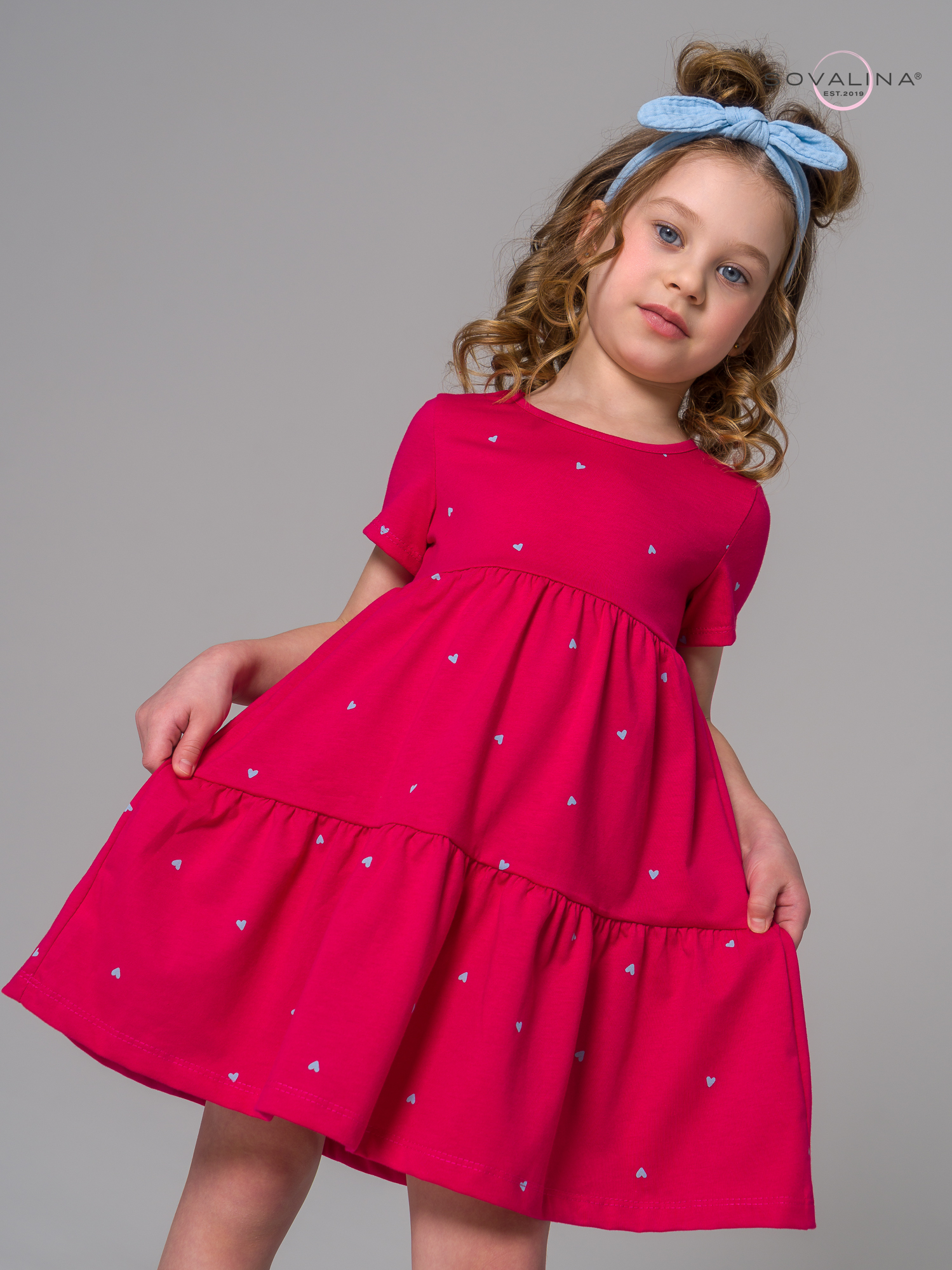 Платье Тия сердечки малина