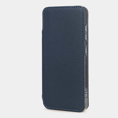 Чехол для Samsung Galaxy S24 из натуральной кожи теленка, синего цвета