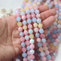 Тонированный кварц, микс, граненые бусины, 9 мм, нить, К083