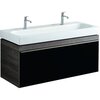 Шкафчик для раковины Geberit Citterio, с одним выдвижным ящиком: B=118.4см, H=55.4см, T=50.4см, черный / глянцевое стекло, темный дуб / меламин, структура дерева