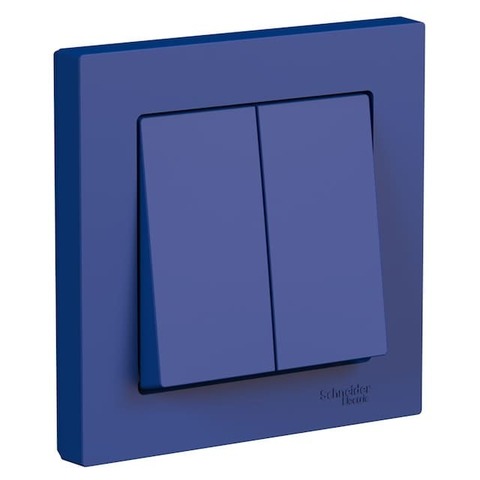 Выключатель двухклавишный, 10АХ, в сборе. Цвет Аквамарин. Schneider Electric AtlasDesign. ATN001152