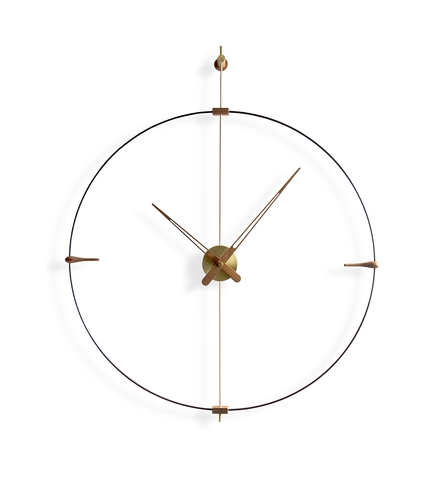 Часы NOMON MINI Bilbao GOLD (основание - черный фиберглас/стрелки - орех/центр - латунь). D=77см, H=92см