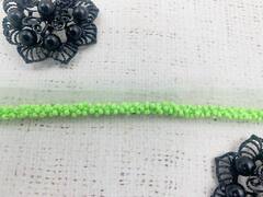 Кант на органзе с бисером, ш. 1 см, бисер ш. 0,5 см, салатовый