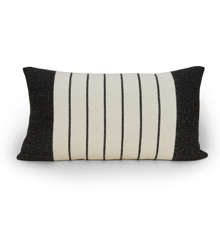 Подушка декоративная 40x76 Barefoot Dreams Cotton Border Stripe кремовая с темно-серым