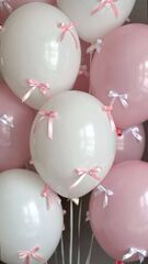 Комплект из 10 шт. однотонных шаров с бантиками на атласной ленте