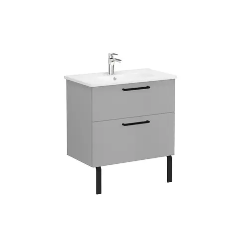 Vitra 68289 Тумба Root 80 см с квадратной раковиной, 2 ящика, матовый серый камень