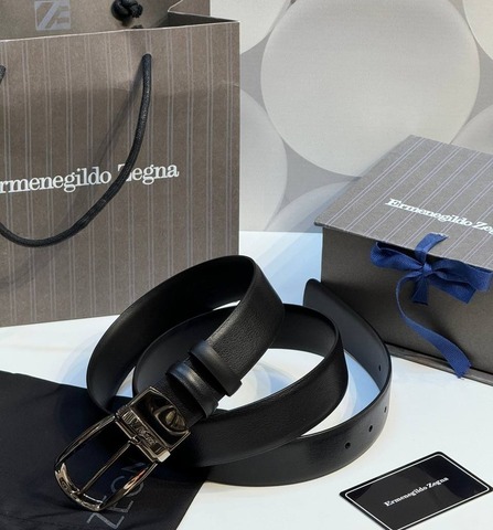 Двусторонний мужской ремень ZEGNA, 3,5 мм, чёрный