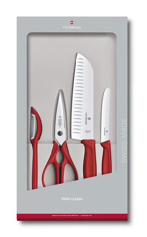 Набор ножей кухонных Victorinox Swiss Classic Kitchen (6.7131.4G) компл.:4шт красный подар.коробка