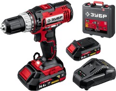 ЗУБР С1, 14.4 В, 35 Н·м, 2 АКБ (2 А·ч), дрель-шуруповерт, кейс (ДШЛ-145-22)