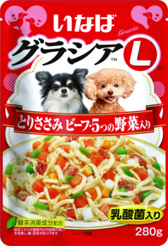 INABA Gracia L консервы для собак куриное филе с говядиной и овощами 280 гр